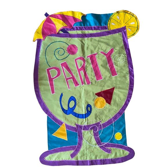 Party Drink Umbrella Martini Double Sided Outdoor Yard Flag Length 44" Width 27" - Picture 2 of 5